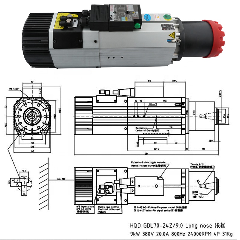 Cnc Spindle Motor - Tedarikçiler HQD 9kw 220v 380v Uzun