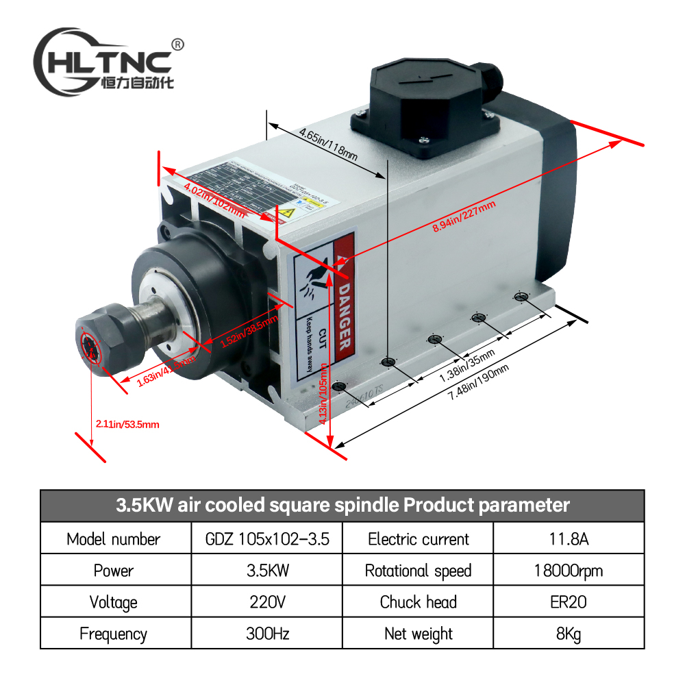 3.5KW ER20 220VSquare Fly-edge - Cnc Spindle Motor incelemesi ve fiyatı